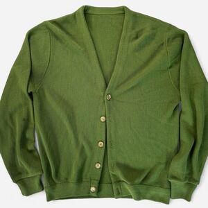 Vintage 1970s Matcha Green button up Cardigan Sweater